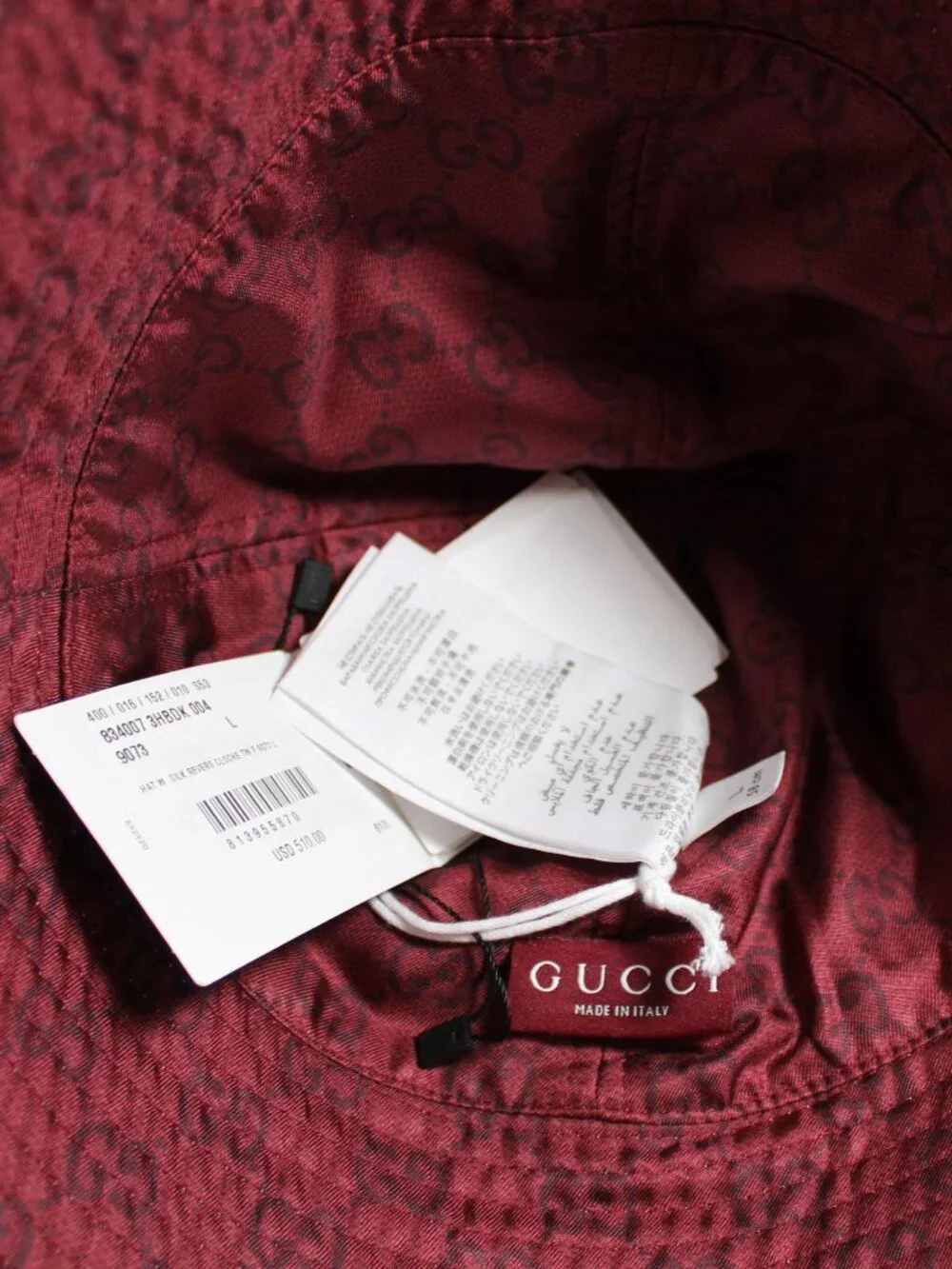 NWT GUCCI GG Floral GG Silk Bucket Hat Reversible L 834007